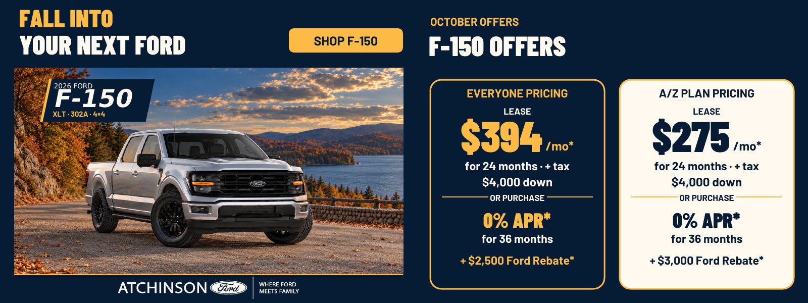 2026 Ford F-150 October offers - Everyone and A/Z Plan