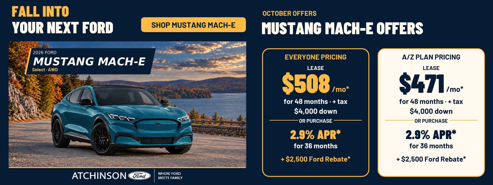 2026 Ford Mustang Mach-E October offers - Everyone and A/Z Plan