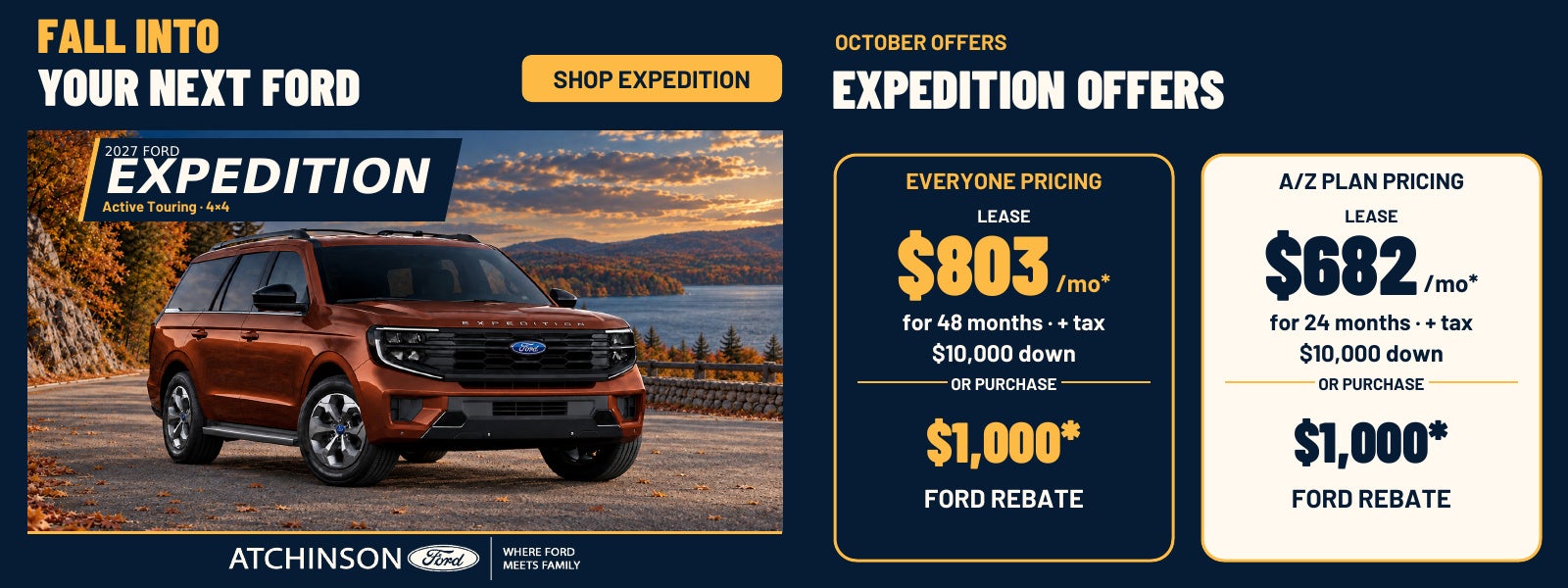 2027 Ford Expedition October offers - Everyone and A/Z Plan